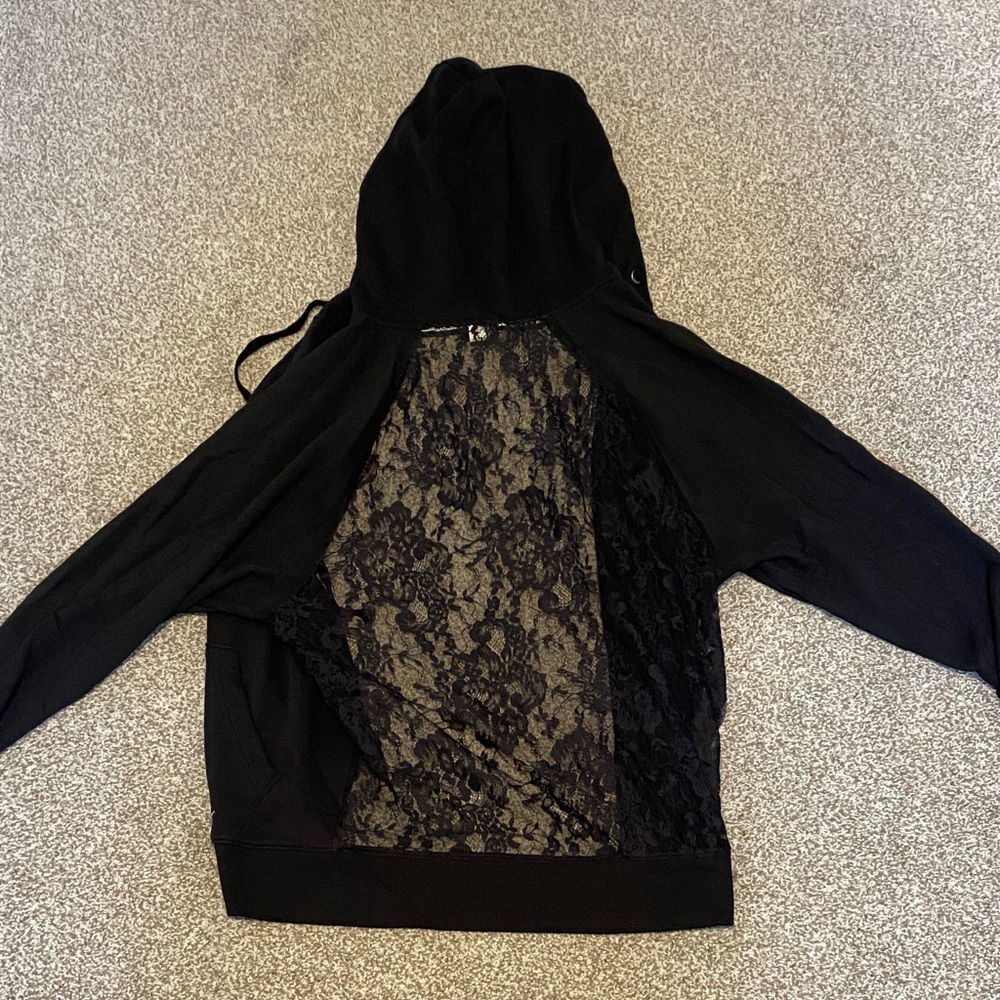 PINK Victoria's Secret Black Lace Back Hoodie